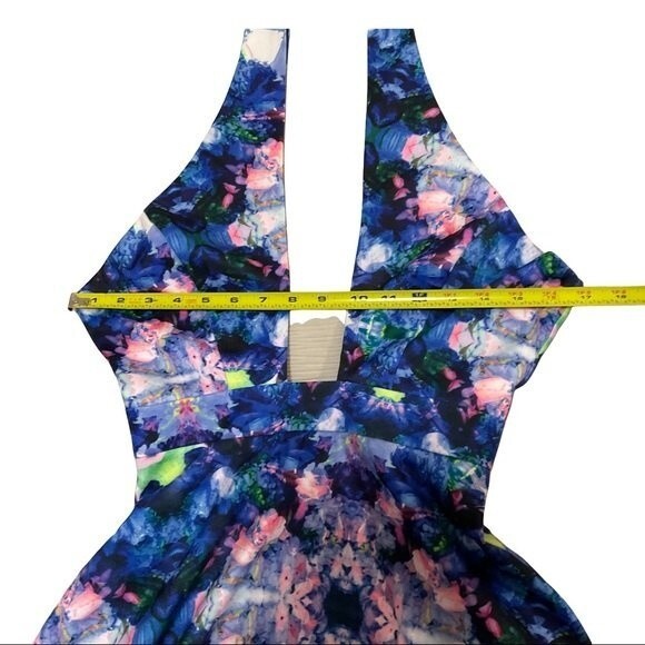 Naven Floral Abstract Print Cutout Kaleidoscope Skater Dress S Prom Cocktail - Picture 5 of 10